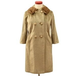 50S Boxy Coat Brozatta Fur Double Breasted Women's Size L Bracelet Sleeve Coats